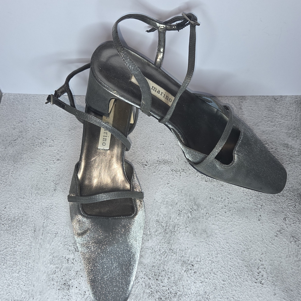 Ann Marino Metallic Strappy Heels Size 6.5M